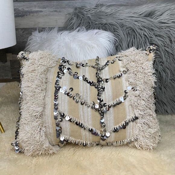 Moroccan Vintage Berber Handira Wedding Blanket Pillow 03YS00283 - Picture 7 of 10